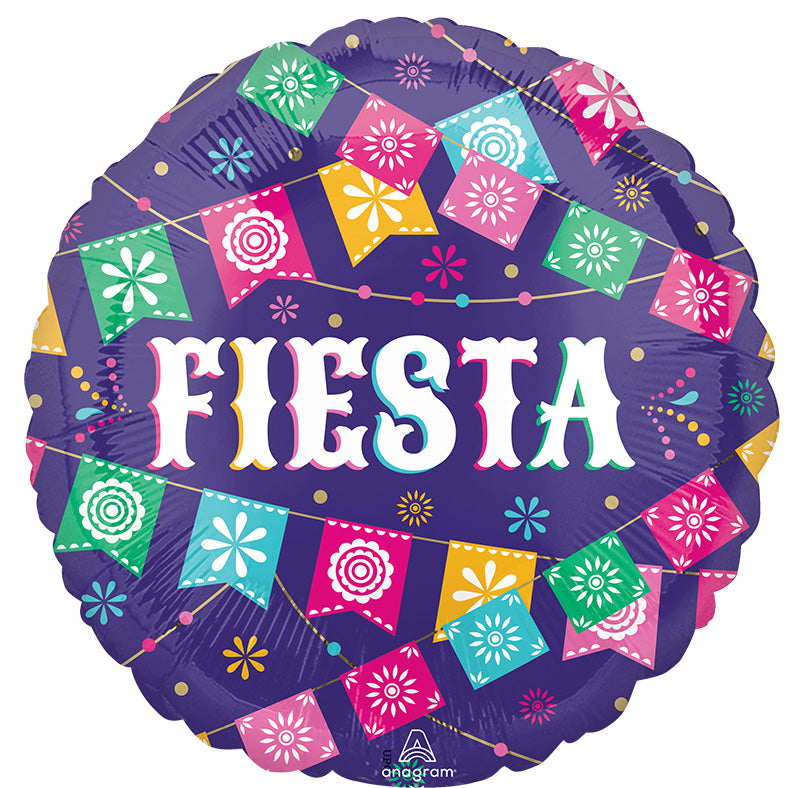 18 Inch Fiesta Time Made by Anagram Uninflated Foil/Mylar Balloon Manufactured by Anagram Balloons International.