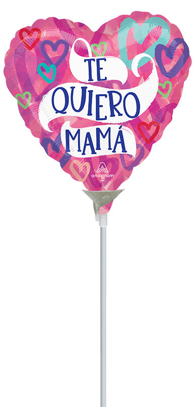 9 Inch Airfill Only Te Quiero Mama Layered Hearts Made by Anagram Uninflated Foil/Mylar Balloon Manufactured by Anagram Balloons International.