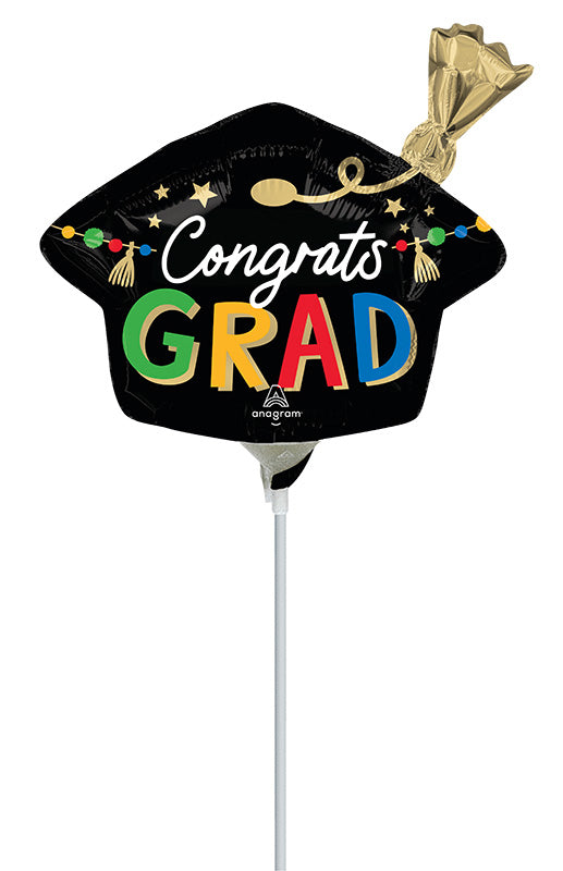 Airfill Only Grad Party Hat Mini Shape Made by Anagram Uninflated Foil/Mylar Balloon Manufactured by Anagram Balloons International.