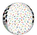 A 16" Orbz foil balloon by Anagram/MD featuring Hats Off Congrats Grad design with colorful confetti lines, black graduation caps, and "Congrats" text partially visible on the left side. Anagram logo is near the bottom.