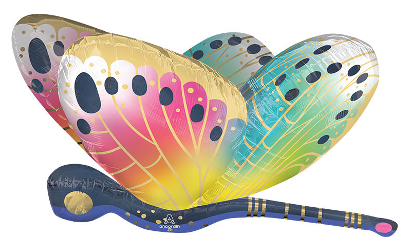 40 Inch Satin Vibrant Flutters Dragonfly UltraShape Made by Anagram Uninflated Foil/Mylar Balloon Manufactured by Anagram Balloons International.