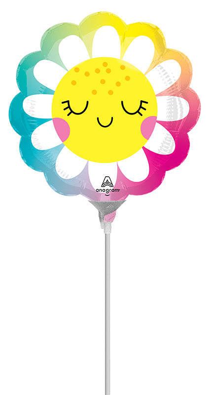 Airfill Only Happy Daisy Mini Shape Made by Anagram Uninflated Foil/Mylar Balloon Manufactured by Anagram Balloons International.