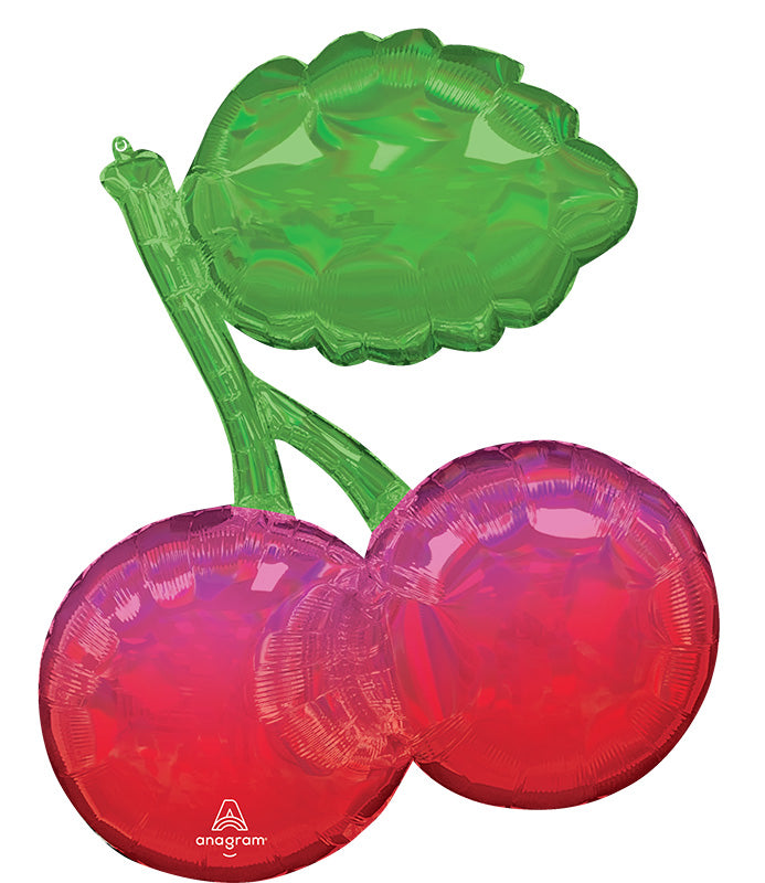 30 Inch Fruity Mix Iridescent Cherries Holographic SuperShape Made by Anagram Uninflated Foil/Mylar Balloon Manufactured by Anagram Balloons International.