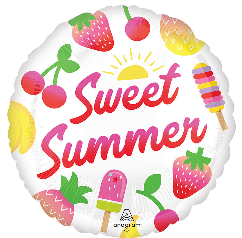 18 Inch Sweet Summer Fruity Mix Made by Anagram Uninflated Foil/Mylar Balloon Manufactured by Anagram Balloons International.