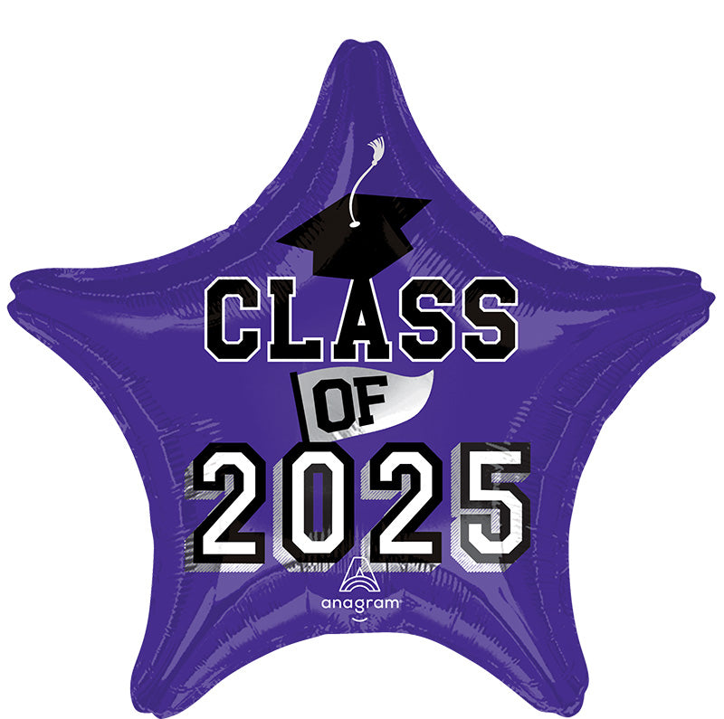 18 Inch Class of 2025 Purple Made by Anagram Uninflated Foil/Mylar Balloon Manufactured by Anagram Balloons International.