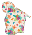 The 26" Jumbo Supershape Moana Foil Balloon by Anagram/MD features Moana with vibrant tropical flowers and leaves in orange, pink, purple, green, and blue on a white background.