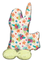 The 39" Airfill Only Consumer Inflatable AirLoonz Junior Moana Foil Balloon by Anagram/MD features a peace sign hand with a colorful tropical floral pattern, set on two large pale yellow balloon bases against a white background.