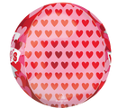 The 16" Orbz Playful Valentine Hearts Foil Balloon by Anagram/MD features a round pink design with red and pink heart patterns—perfect for festive, romantic occasions like Valentine’s Day.
