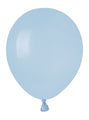 A single 5″ Gemar latex balloon in standard marshmallow powder blue, from Gemar’s high-quality collection, is shown inflated with a tied end and isolated on a white background.