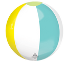 The Anagram/MD 16" Orbz Clear Pastel Beach Club Foil Balloon features pastel panels and the Anagram logo near the bottom, offering a modern twist on a classic beach ball design.