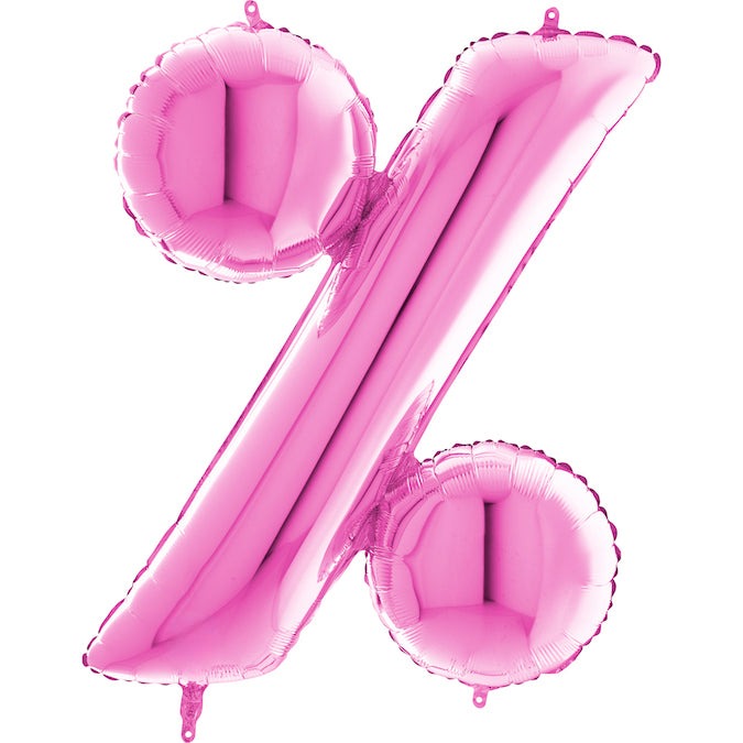40" Symbol Percentage Fuchsia Foil Balloon