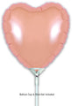 Un ballon en feuille Oaktree brillant en forme de cœur (9", gonflable uniquement, valve auto-obturante) présenté sur un bâton blanc et un porte-gobelet. Texte ci-dessous : La coupelle et le bâton ne sont pas inclus. Paquet de 5.