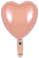 Ballon de 9 pouces en forme de cœur en papier d'aluminium d'Oaktree, avec une surface brillante et réfléchissante, une valve auto-scellante et une queue courte. Le paquet comprend 5 ballons. Illustré sur un fond blanc uni. Remplissage à l'air uniquement.