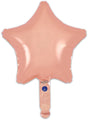 A shiny 9" rose gold star-shaped Oaktree foil balloon with a small handle and self-sealing valve floats against a plain white background.