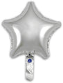 Le ballon en feuille Oaktree 9" Silver Star Airfill Only présente une forme d'étoile brillante, une valve auto-obturante pour un gonflage facile, et est livré en paquet de 5.