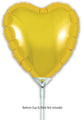 A shiny, gold heart-shaped Oaktree 9" foil balloon (airfill only, self-sealing valve) is shown on a white background. Balloon cup & stick not included. Pack of 5.