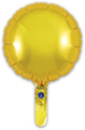 Ballon rond doré de 9 pouces en feuille d'aluminium de la marque Oaktree (remplissage à l'air uniquement, valve auto-obturante) avec une courte queue, brillant et réfléchissant, isolé sur un fond blanc. Livré en paquets de 5.