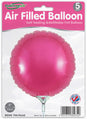 Oaktree 9" Pink Round Foil Balloons, airfill only with self-sealing valve, come in a pack of 5. Each balloon is refillable and ideal for events, featuring durable Oaktree quality.