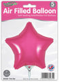 A pack of five Oaktree 9" pink star-shaped foil balloons, air-fill only with a self-sealing valve. The packaging displays one inflated balloon.