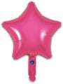 A shiny, pink, star-shaped 9" Oaktree foil balloon with a self-sealing valve and small handle at the bottom, sold in packs of 5 (airfill only), isolated on a white background.