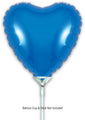 A shiny blue, heart-shaped 9" Oaktree foil balloon (air-fill only, self-sealing valve) with white holder and stick attached. Balloon Cup & Stick Not Included. Sold as a 5-pack.