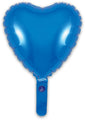 A 9" blue heart-shaped foil balloon by Oaktree, air-fill only with a self-sealing valve, floats against a white background.