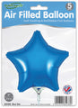 Oaktree 9" blue star foil balloons, airfill only with self-sealing valve, come in a pack of 5. Made in the UK and refillable.
