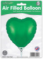The 9" Oaktree Airfill Only Green Heart Foil Balloon pack contains 5 self-sealing, refillable balloons. Made in the UK, each balloon is heart-shaped and green.