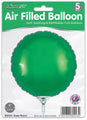 The Oaktree 9" Green Round Foil Balloon pack includes 5 self-sealing, refillable balloons. Airfill only. Package features the British flag and product details.