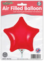 Oaktree 9" red star foil balloons, airfill only with self-sealing valve, come in a pack of 5.