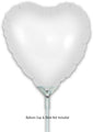 A 9" matte white heart-shaped foil balloon by Oaktree, airfill only with self-sealing valve, shown on a plain white background. Text below: Balloon Cup & Stick Not Included. Pack of 5.