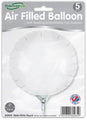 Ce lot comprend cinq ballons ronds en aluminium blanc mat de 9 pouces de Oaktree. Chaque ballon est rechargeable, auto-scellant, remplissable à l'air uniquement, et fabriqué au Royaume-Uni.