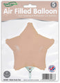 Oaktree 9" Matte Nude Star Foil Balloons—pack of 5, air-fill only with self-sealing valves. Features “Made in the UK” symbol on packaging.