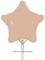 A 9" matte nude star-shaped foil balloon by Oaktree, airfill only with self-sealing valve, attached to a white stick. Text below reads: Balloon cup & stick not included. Pack of 5.