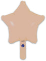 A 9" matte nude star-shaped Oaktree brand foil balloon with a self-sealing valve and handle, featuring a small blue sticker near the base, isolated on a white background.