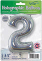 Le ballon Oaktree 34" Number 2 Holographic Silver Foil Balloon est livré dans un emballage de vente au détail avec la marque du drapeau britannique, et peut être rempli d'hélium ou d'air.