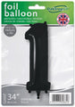 The 34" Number 1 Black Oaktree Foil Balloon by Oaktree can be filled with helium or air and is made in the UK.