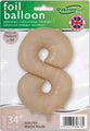 The 34" Number 8 Matte Nude Oaktree Foil Balloon by Oaktree features a UK-made design, includes inflation instructions for air or helium, and comes packaged with a "Designed and Made in the UK" badge.