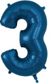 Not Inflated 34" Number 3 Navy Blue Oaktree Foil Balloon Manufactured By Oaktree UK Ltd