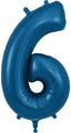 Flat Uninflated 34" Number 6 Navy Blue Oaktree Foil Balloon Made By Oaktree UK Ltd