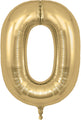 Uninflated 34" Number 0 Silk Gold Oaktree Foil Balloon Manufactured By Oaktree UK Ltd