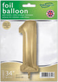 The Oaktree 34" Number 1 Silk Gold Foil Balloon is perfect for milestone parties, can be filled with helium or air, and comes packaged with a "Designed and Made in the UK" badge.