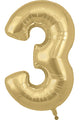 Not Inflated 34" Number 3 Silk Gold Oaktree Foil Balloon Made By Oaktree UK Ltd