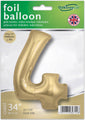 The 34" Number 4 Silk Gold Oaktree Foil Balloon by Oaktree is ideal for birthday parties, can be filled with helium or air, and comes packaged for convenience.