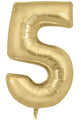 Uninflated 34" Number 5 Silk Gold Oaktree Foil Balloon Brand Name Oaktree UK Ltd