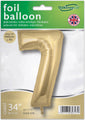 The 34" Number 7 Silk Gold Oaktree Foil Balloon by Oaktree comes packaged, inflates with helium or air, and features a shiny gold foil finish.