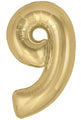 Uninflated 34" Number 9 Silk Gold Oaktree Foil Balloon Made By Oaktree UK Ltd