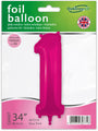 The 34" Number 1 New Pink Oaktree Brand Foil Balloon is shown in packaging. Suitable for helium or air, this large foil balloon features Oaktree branding with a British flag design.