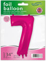 The 34" Number 7 New Pink Oaktree Brand Foil Balloon is shown in packaging with the OaktreeUK logo and a British flag. It measures 34 inches (86.4 cm) and can be filled with air or helium.