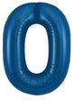 A 34″ Oaktree Number 0 Metallic Navy Blue Foil Balloon, isolated on a white background.